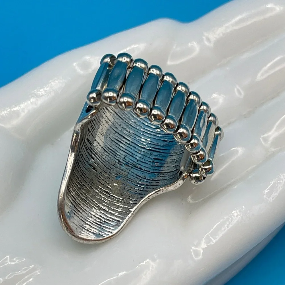 Three Stone Turquoise Silver Tone Stretch Ring Boho‎ Western Cowgirl Festival